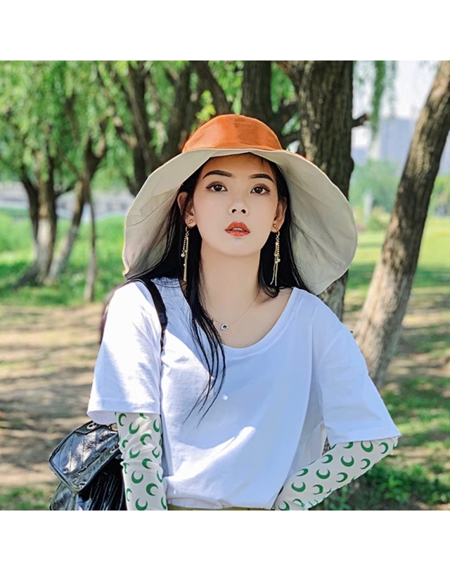 아일렌 [아일렌]데이즈 양면 버킷햇(오렌지 베이지) 착용컷