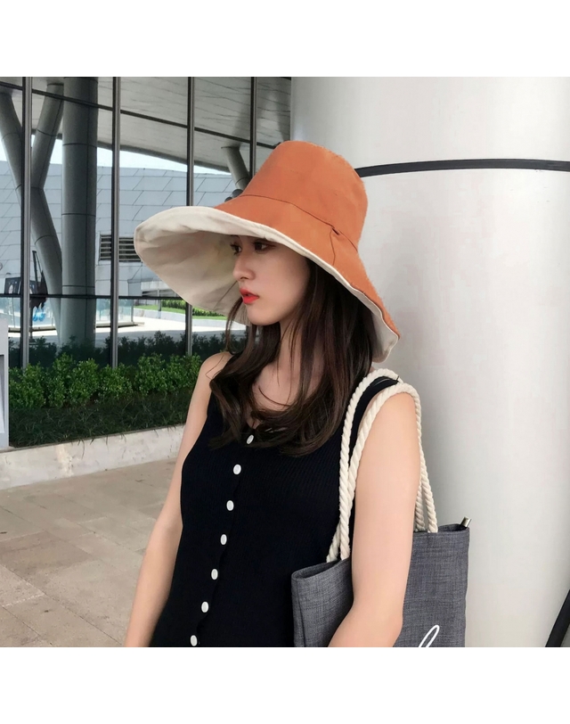 아일렌 [아일렌]데이즈 양면 버킷햇(오렌지 베이지) 착용컷