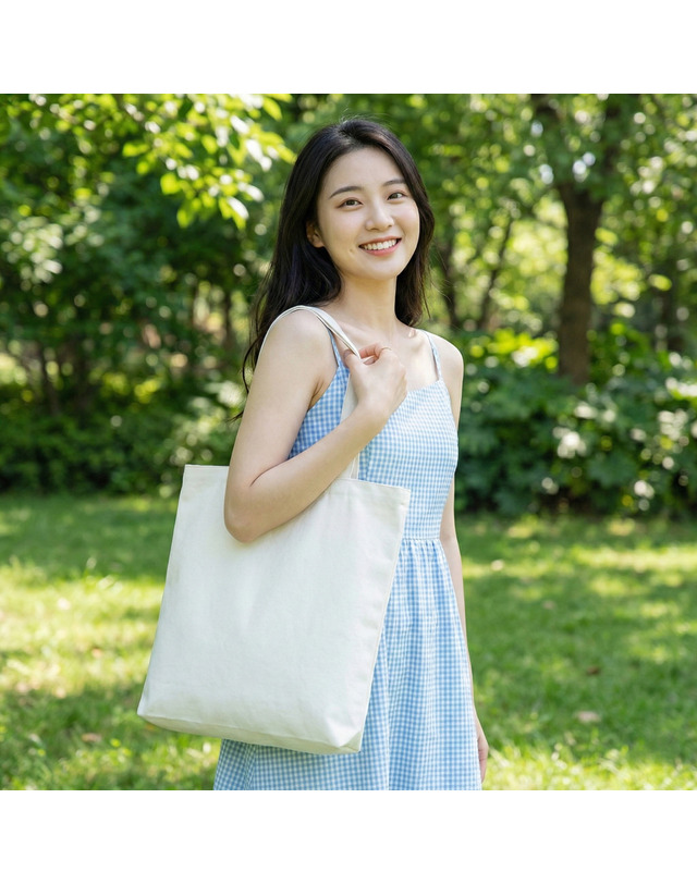 아일렌 [1+1]아일렌 데일리 와이드 무지 캔버스 에코백(무배) 착용컷