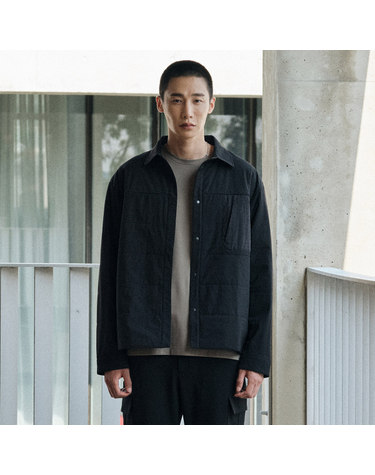 유틸리티 셔츠형 패딩_블랙 (오버핏)_SWDVAB1OSB