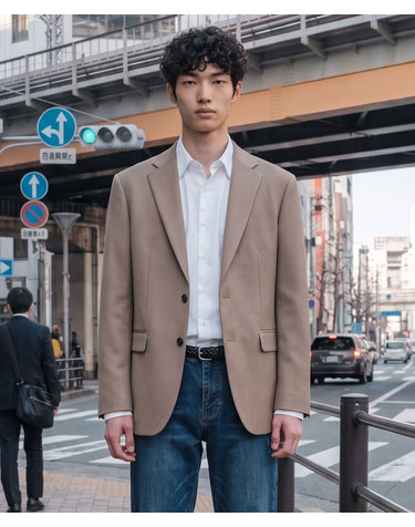 Tech-poly 사방스판 에센셜 셋업 블레이저_베이지 (릴렉스핏)_SEJVZ73NSD