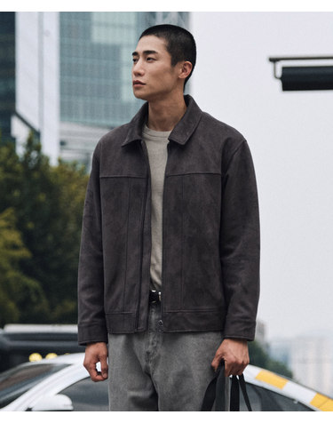 스웨이드 트러커 점퍼_카키 (베이직핏)_SJPWA02NSK