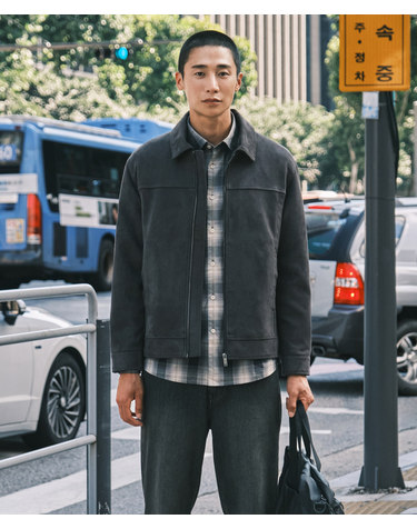 스웨이드 트러커 점퍼_차콜 그레이 (세미오버핏)_SJPXA03NSC