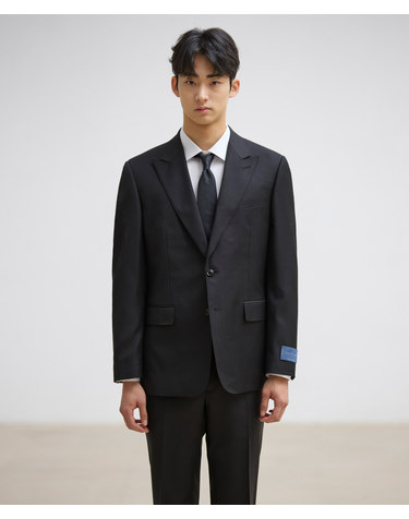 ITALY GUABELLO 울 130수 피크드라펠 수트_블랙 (클래식핏)_SSJWZ93SET