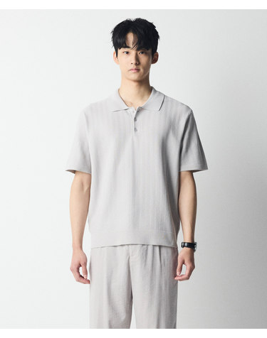 물결조직 카라 니트_그레이 (세미오버핏)_SKTWB57NSG