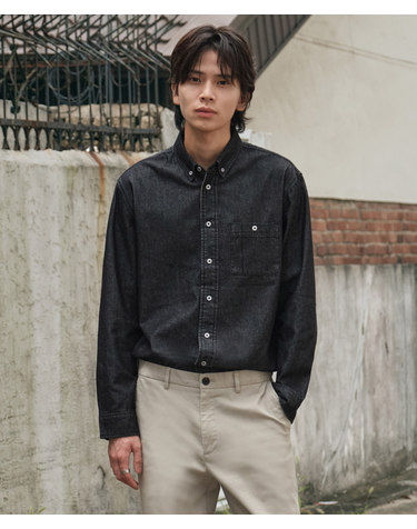 9.5oz Vintage Denim Shirts_블랙 (이지핏)_DDSXZ13ESB