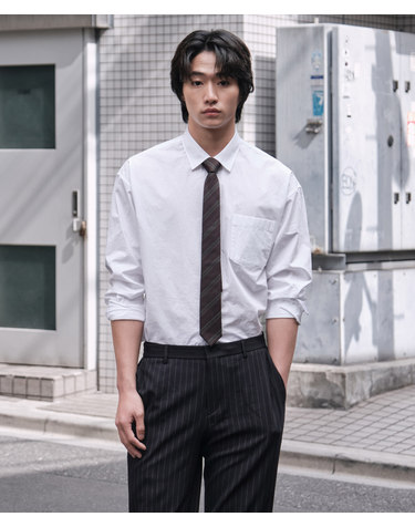 고밀도 면100 바이오 워싱 셔츠_화이트 (세미 오버핏)_LDSXA61OSW