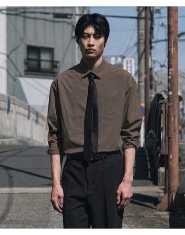 고밀도 면100 바이오 워싱 셔츠_브라운 (세미 오버핏)_LDSXA64OSH