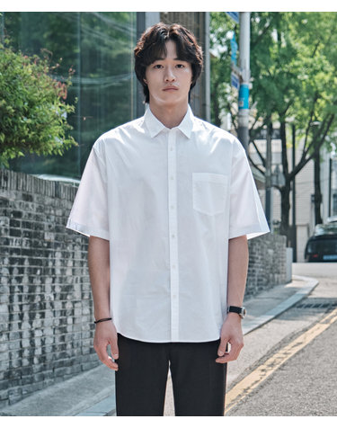 고밀도 면100 바이오 워싱 셔츠 화이트 (오버핏)_LDSXB61OSW