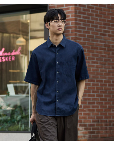 6.5oz 소프트 데님 반소매 셔츠_생지 (릴렉스핏)_JDSXB34OSL