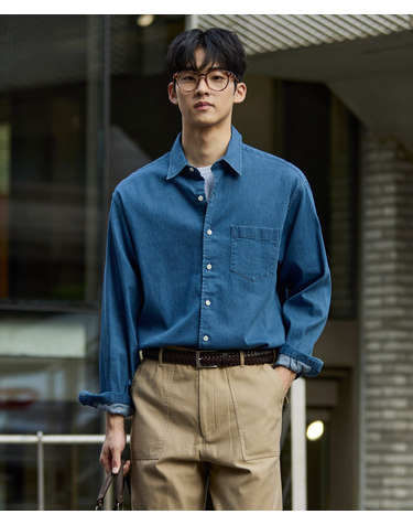 6.5oz 소프트 데님 셔츠_중청 (릴렉스핏)_JDSXZ32OSL
