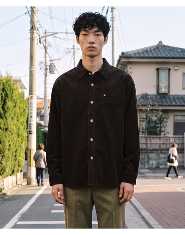 왕골 코듀로이 셔켓_브라운 (오버핏)_DDSVD62OSH