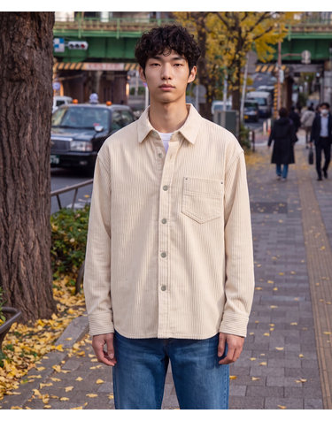 왕골 코듀로이 셔켓_아이보리 (오버핏)_DDSVD61OSI