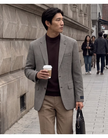 에스티코 포르투갈 PAULO 글렌체크 자켓_브라운 (릴렉스핏)_SJAUC91NCH