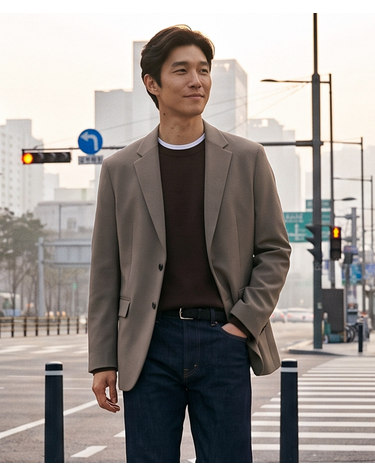 울 터치 사방스판 블레이저_베이지 (릴렉스핏)_SEJUD72NSD