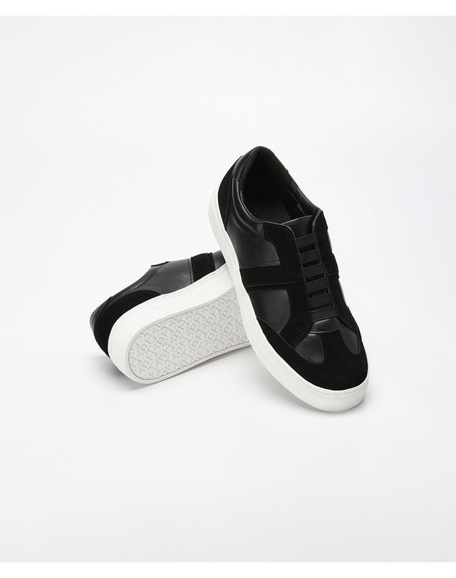 에스티코 키높이 독일군 밴딩 스니커즈 블랙_SFWVZ54TSB 착용컷