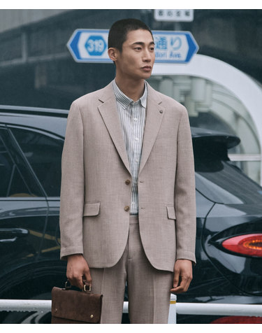 투톤 텍스쳐 경량 셋업_베이지 (릴렉스핏)_SEJVB05SET