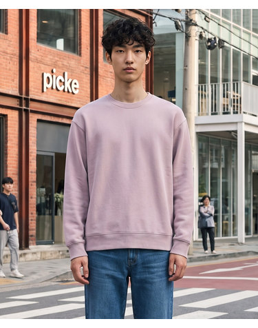 베이직 맨투맨 티셔츠_바이올렛 (세미오버핏)_DTSVA05CSV