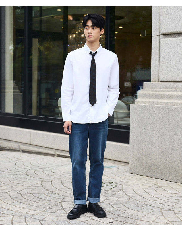 에스티코 Compact Stretch Oxford Shirts_화이트 (이지핏)_DDSVCB3ESW 착용컷