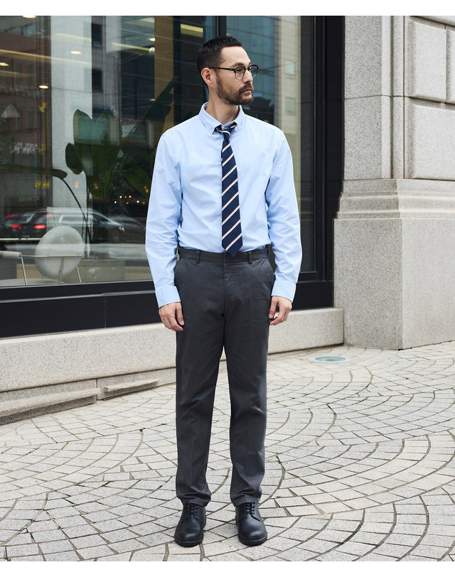 에스티코 Compact Stretch Oxford Shirts_라이트 블루 (이지핏)_DDSVCB4ESL 착용컷
