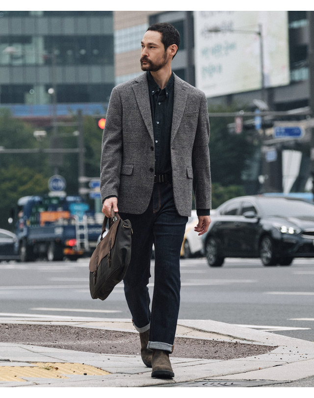 에스티코 Wool Gren-check Jacket_그레이 (클래식핏)_DJAVD03CCG 착용컷