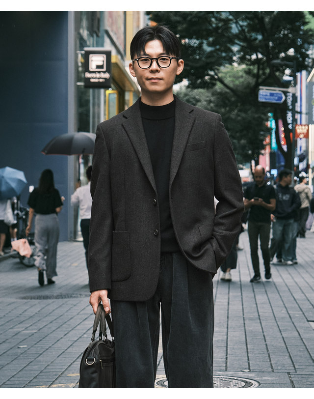 에스티코 울 헤링본 자켓_브라운 (클래식핏)_DJAWD04CSH 착용컷