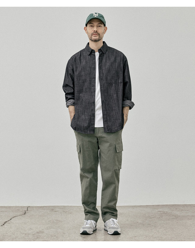 에스티코 Urban Denim Shirts_블랙 (오버핏)_CDSVC20NSB 착용컷