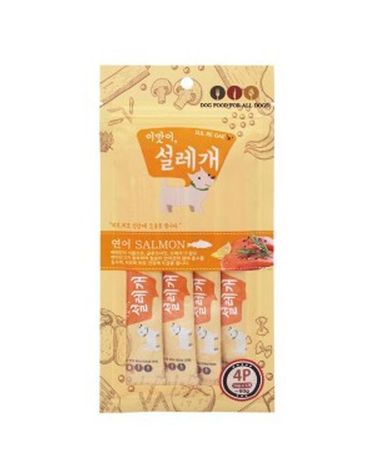 설레개 강아지 간식 츄르 애견 간식 먹이 연어 4p