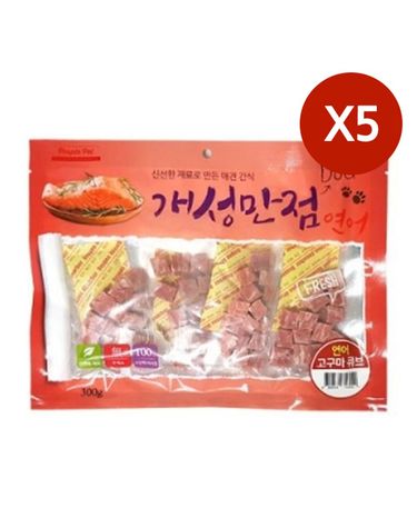 애견 고단백 영양 연어 고구마 큐브 5P 강아지 간식