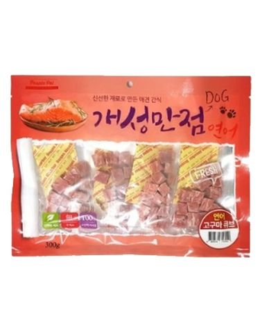 강아지 연어 고구마 큐브 300g 1P 반려견 육포 간식
