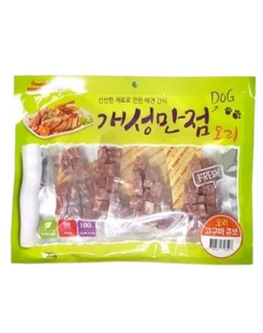 강아지 오리 고구마 큐브 300g 1P 반려견 육포 간식