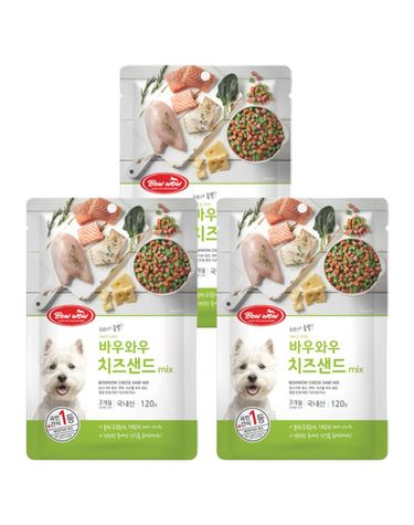 강아지 간식 치즈샌드 믹스 120g 3P 애견 스낵 트릿