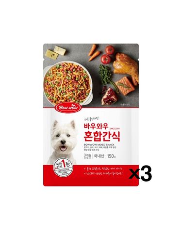 바우와우 혼합간식 150g X3 애견스낵 소프트 영양간식