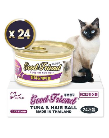 굿프랜드 고양이캔 고양이간식 참치와헤어볼 85g 24개