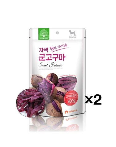펫스토리 더내추럴 자색 고구마스틱 300g X2 애견간식