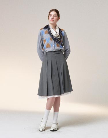 쉬폰 레이어드 미디주름스커트