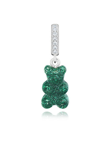 [크리스탈헤이즈] 여성 Nostalgia 베어 파베 펜던트 참(GREEN HAZE PAVE SILVER)