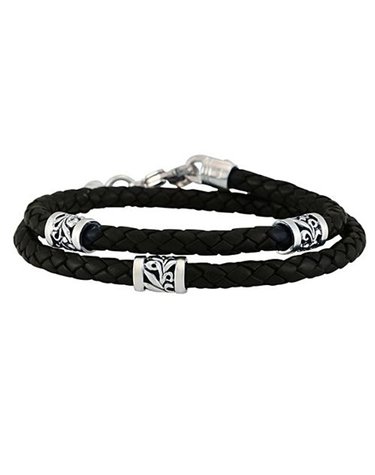 [갤러리아] 토코 TOCO 925 Silver Double Strap Leather 실버가죽팔찌
