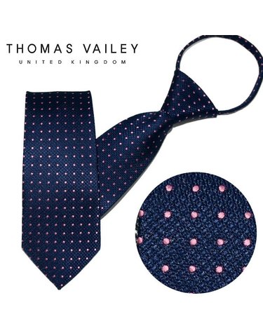 [갤러리아] [THOMAS VAILEY] 토마스베일리 자동/지퍼넥타이-스텔라 네이비핑크 7cm