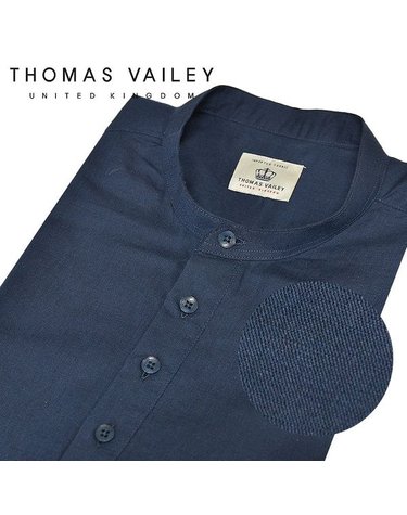 [갤러리아] [THOMAS VAILEY] 토마스 베일리 린넨 솔리드 헨리넥 셔츠 네이비 144