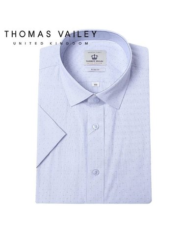 [갤러리아] [THOMAS VAILEY]토마스베일리 남성드레스셔츠-도트체크 슬림핏반팔셔츠 블루 339