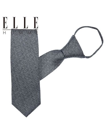 [갤러리아] [ELLE HOMME] 엘르옴므 실크 지퍼/자동 넥타이-슬림헤링본 그레이 7cm