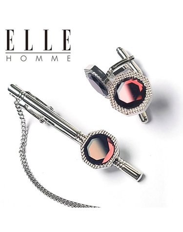 [갤러리아] [ELLE HOMME] 엘르옴므 넥타이핀/커프스 세트-보르도