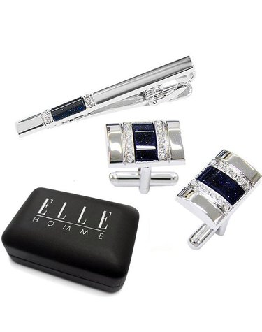 [갤러리아] [ELLE HOMME] 엘르옴므 넥타이핀/커프스 세트- 블루골드바