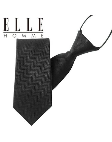 [갤러리아] [ELLE HOMME] 엘르옴므 실크 자동/지퍼 넥타이 - 펌킨 블랙 8cm