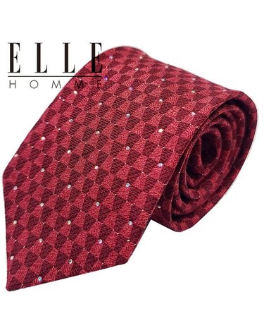 [갤러리아] [ELLE HOMME] 엘르옴므 크리스탈 실크 넥타이 스태킹 와인 8cm