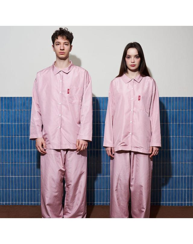 댄스온더플로어 furless pajamas 퍼리스 스트라이프 파자마 (pink) 착용컷