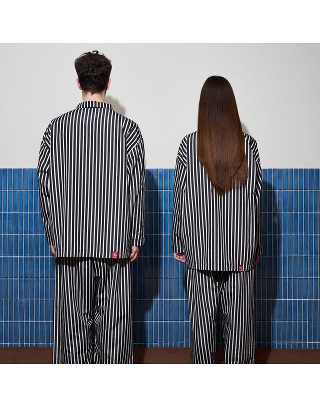댄스온더플로어 furless pajamas 퍼리스 스트라이프 파자마 (black) 착용컷