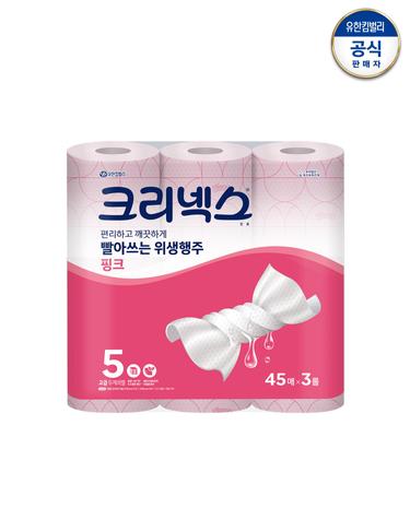 크리넥스 빨아쓰는 위생행주 핑크 45매 x 3롤 x 1팩