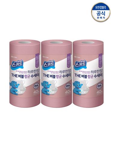스카트 더 버블 항균수세미 로즈핑크 40매 x 3롤